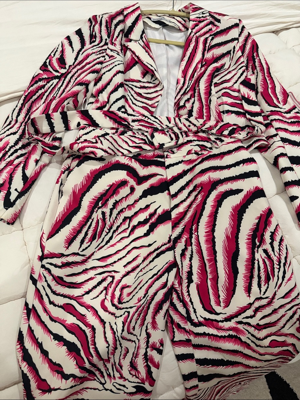 Women's Pink Zebra-Print Blazer Jacket